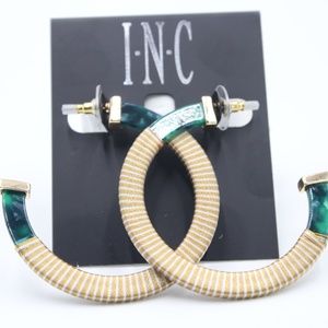 INC Gold Tone C Hoop Womens Earrings NWT